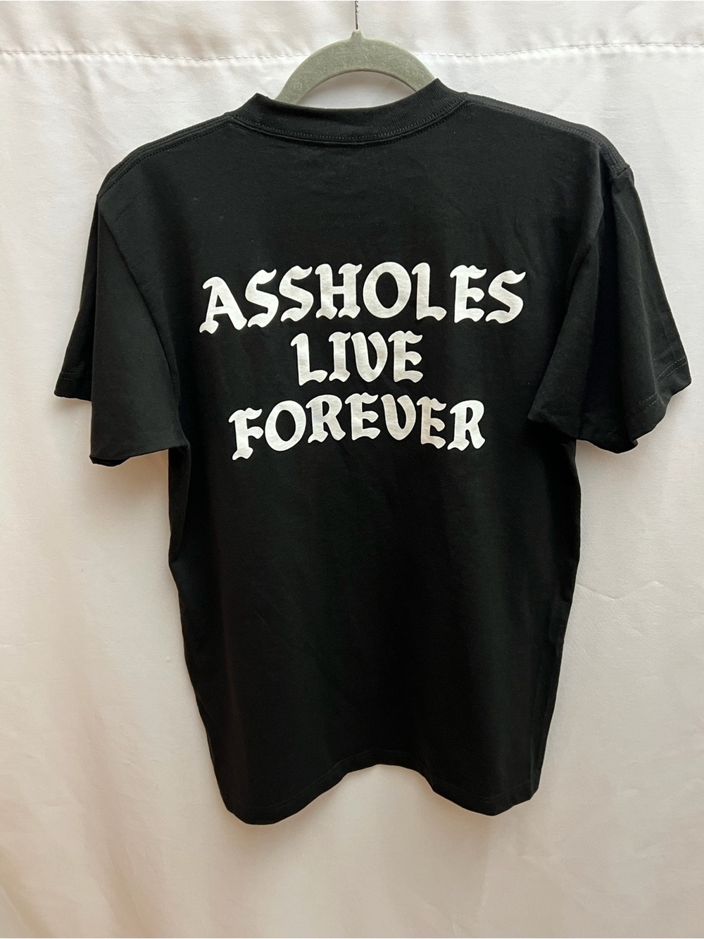 A**holes Live Forever Men’s Medium Black Graphic Logo T-Shirt Front Back Print - Picture 2 of 5